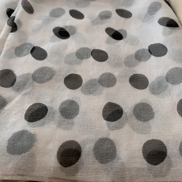 Black Polka Dot White Fine Silk Scarf - Picture 3 of 14